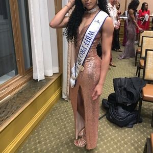 Rose Gold Dress with Slit